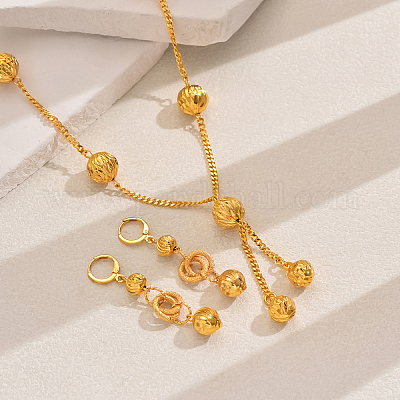 Элегантные круглые серьги и ожерелья из латуни для женского праздничного и банкетного наряда DF0287-1