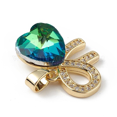 Настоящие 18-каратные позолоченные подвески из латуни с микропаве из прозрачного кубического циркония KK-C015-26G-10-1