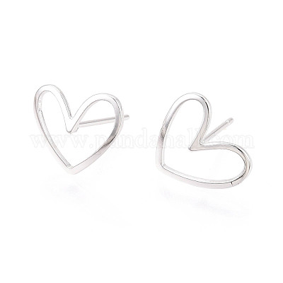 Латунные серьги-гвоздики в форме сердца KK-S348-124S-1