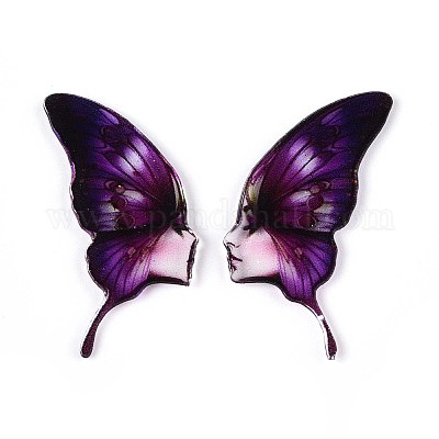 Крылья бабочки из эпоксидной смолы с кабошонами в виде женского лица RESI-N045-05A-1
