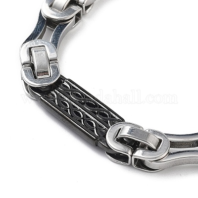 Комплект из ожерелья и браслетов из прямоугольной цепи из нержавеющей стали 201 с вакуумным покрытием PVD SJEW-G083-17EBP-1