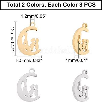 16 шт. 2-х цветные подвески ко Дню святого Валентина из нержавеющей стали 304 STAS-UN0030-74-1