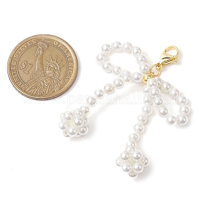 Подвеска в виде ракушки с бантом и бисером&nbsp;HJEW-TA00297-1