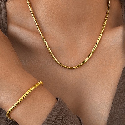 Acquista Moda uomo donna set di gioielli braccialetto collana girocollo catena serpente placcato oro 18 carati in Italia a partire da 1.61