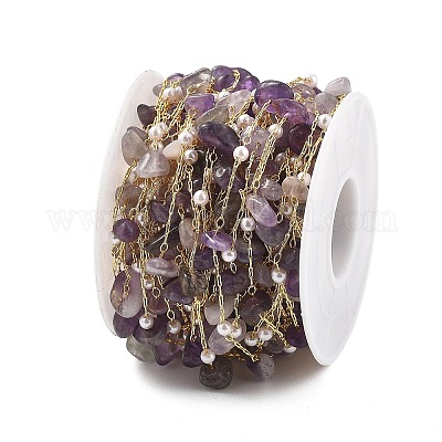 Цепи из натурального аметиста и стекла CHC-K014-12G-04-1