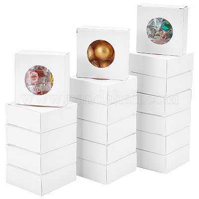 Пустые картонные бумажные коробки для мыла ручной работы с круглым видимым окном CON-WH0086-178B-1