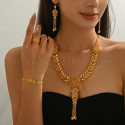 Наборы из сплава с полыми цветами и листьями PC9373-1