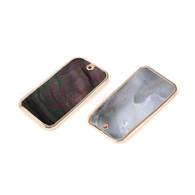 Подвески из натуральных черных ракушек с золотой латунной окантовкой BSHE-T014-22-1