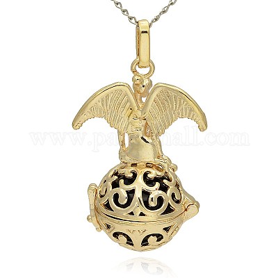 Золотой тон латунь полые круглые подвески KK-J242-04G-1