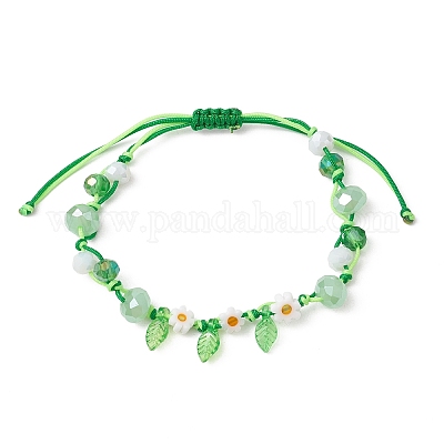 Браслеты из стеклянных и плетеных нейлоновых бусин BJEW-JB11509-1