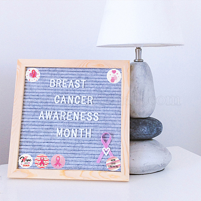 Наклейки с розовой лентой для осведомленности о раке молочной железы с круглыми точками DIY-WH0409-31-1