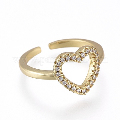 Латунные кольца из манжеты с прозрачным цирконием RJEW-K232-07G-1