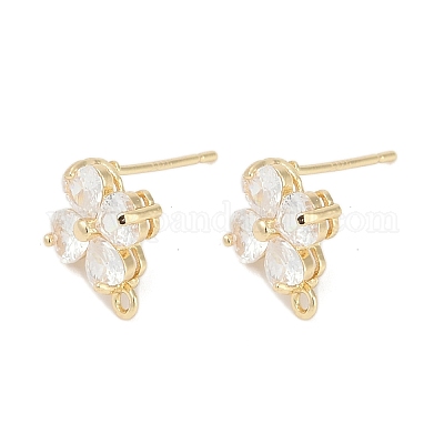 Латунные серьги-гвоздики из циркония KK-Z094-07G-1