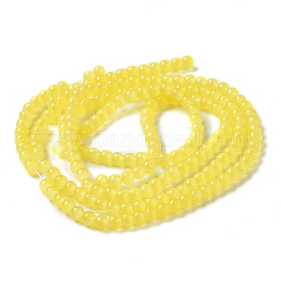 Выпечки окрашены имитация нефрита стекловолокна круглый шарик DGLA-Q021-4mm-24-1