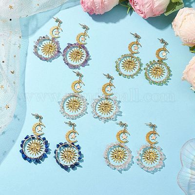 Винтажные серьги-гвоздики с драгоценными камнями EJEW-JE05807-1