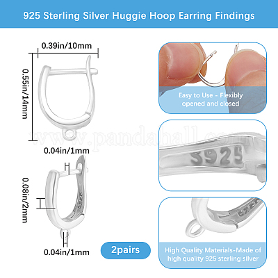 2 пара 925 сережек-колец из стерлингового серебра STER-BBC0007-14-1