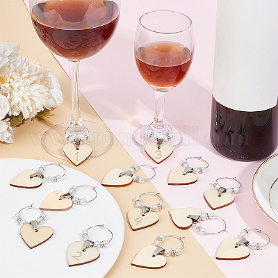 Деревянное сердце бокал для вина AJEW-AB00182-1