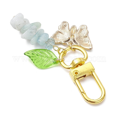 Подвесные украшения из натуральной аквамариновой крошки HJEW-JM03258-04-1