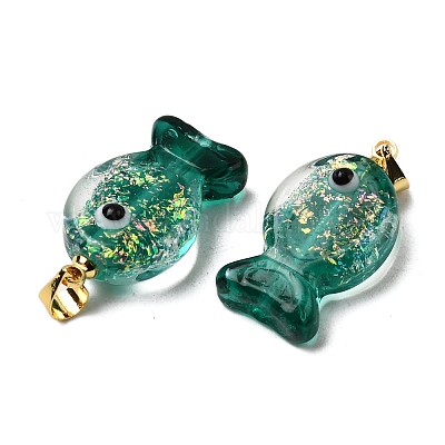 Подвески ручной работы из дихроичной фольги в технике лэмпворк DICH-G001-01G-05-1