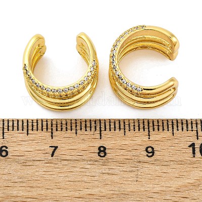 Латунные серьги-манжеты из прозрачного кубического циркония EJEW-H158-23G-1