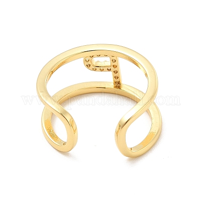 Кольцо-манжета с открытой буквой из прозрачного кубического циркония RJEW-A012-01G-P-1