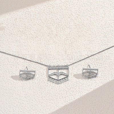 Комплекты серег и ожерелий из латуни с микропаве из кубического циркония для женщин VS2737-2-1