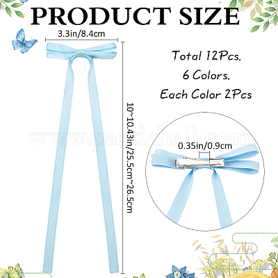 Заколки для волос из кожи аллигатора с большим бантом из полиэстера AJEW-CP0008-39D-1
