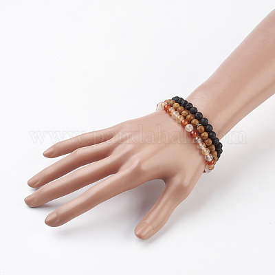 Природные смешанные камень браслеты простирания&nbsp;BJEW-JB03600-1