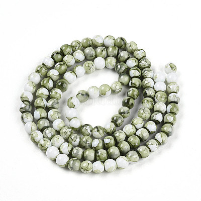 Выпечка окрашенные стеклянные бусины пряди DGLA-N003-8mm-C06-1