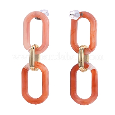 Серьги-гвоздики с подвесками из акрила и алюминия EJEW-JE04236-M-1