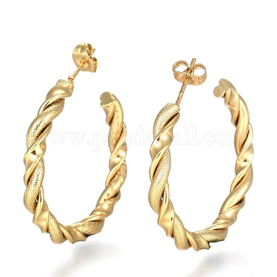 Серьги-полукольца из нержавеющей стали 304 EJEW-F257-09G-1