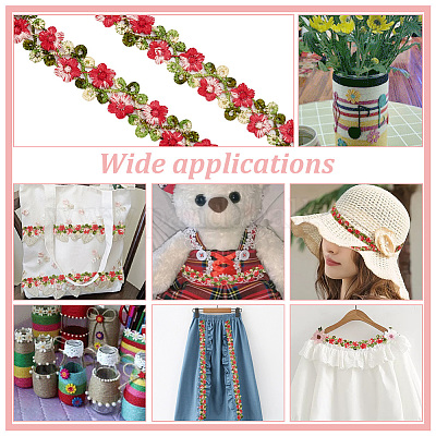 3d кружевная отделка из полиэстера с цветочной вышивкой SRIB-WH0011-141D-1