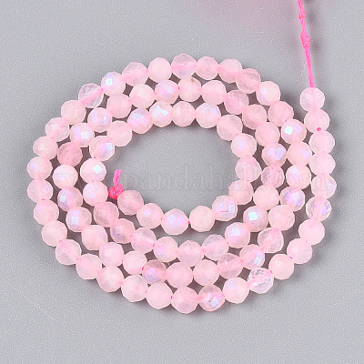 Нити бусин из натурального розового кварца с покрытием цвета AB G-T144-B07-02-1