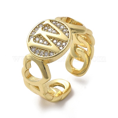 Открытые манжеты из латуни с микропаве и прозрачным цирконием для женщин RJEW-K289-02G-W-1