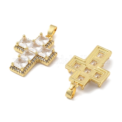 Поперечные латунные микро проложить кубического циркония подвески KK-M325-02G-1