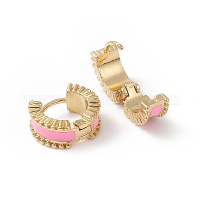 Серьги-кольца с подвесками из эмали EJEW-B014-26G-1