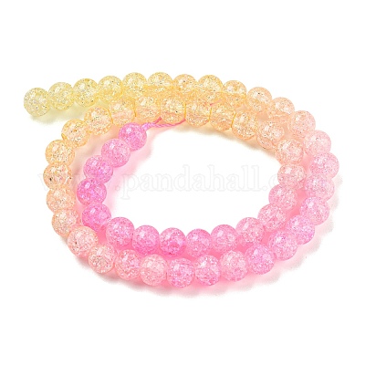 Окрашенного распылением треск стеклянные бусы нити DGLA-C002-8mm-01-1