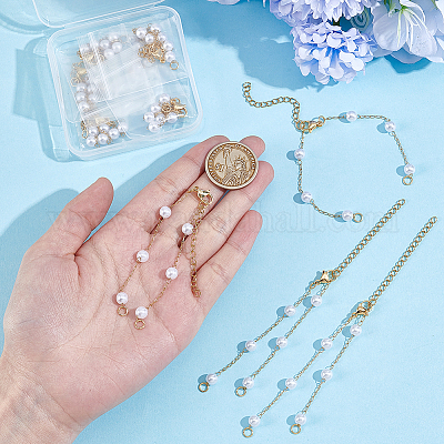 10 шт. круглые бусины из искусственного жемчуга ABS для изготовления браслета-цепочки AJEW-UN0002-08-1