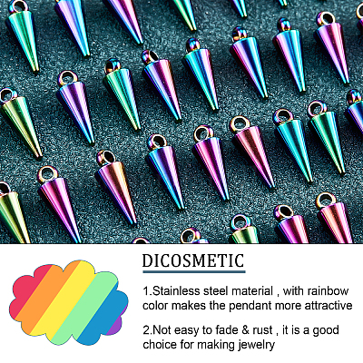 Shop DICOSMETIC 40Pcs Spike Pattern Pendant Stainless Steel Long