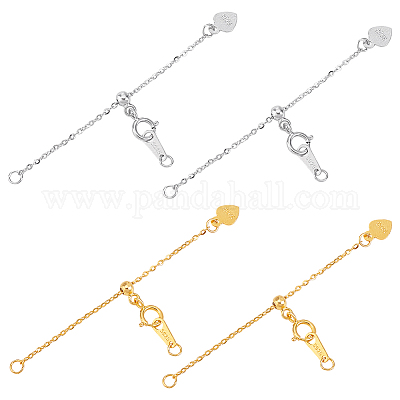 4 шт. 2 цвета 925 удлинителя цепи из стерлингового серебра STER-HY0001-04-1