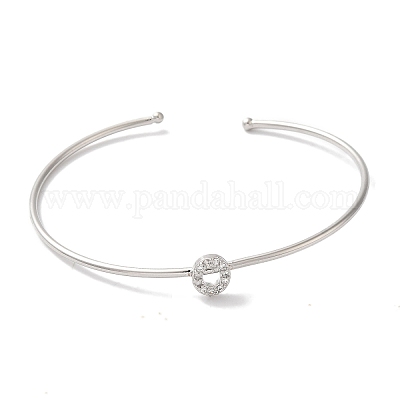 Браслеты на открытой манжете с прозрачным покрытием из латуни с микропаве и кубическим цирконием BJEW-A018-01P-O-1