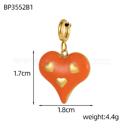Подвески в форме сердца из нержавеющей стали 304 с эмалью STAS-OY004-09G-1