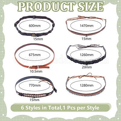 6 шт. 6 стиля резинки для ковбойской шляпы из искусственной кожи и сплава DIY-HY0003-06-1