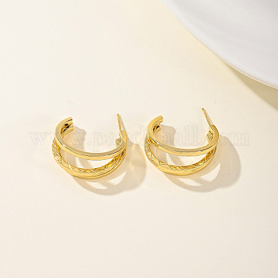 Модные серьги-гвоздики из нержавеющей стали 201 в форме буквы С YR1591-1