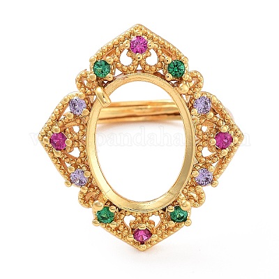 Покрытие стойки овальная латунь микропаве кубический цирконий регулируемые кольцевые компоненты X-KK-Q819-17G-1