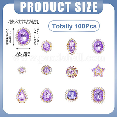 100 шт. пришивные стразы в форме капли/сердца/звезды FIND-TA0006-69C-1