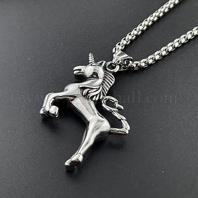 Кулон в виде лошади-единорога из нержавеющей стали 304 JA5875-1