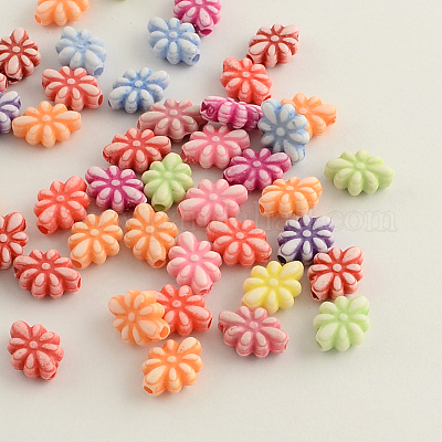クラフトアクリルビーズ アヤメ ミックスカラー 11x9x4mm 穴：2mm 約