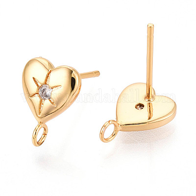 Латунные микро-паве прозрачные серьги-гвоздики из циркония MAK-T011-11G-01-1