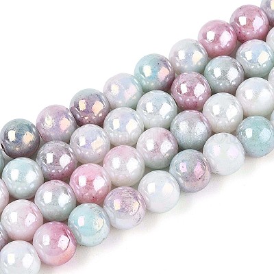 Гальванические непрозрачные стеклянные бусины EGLA-T026-8mm-05G-1